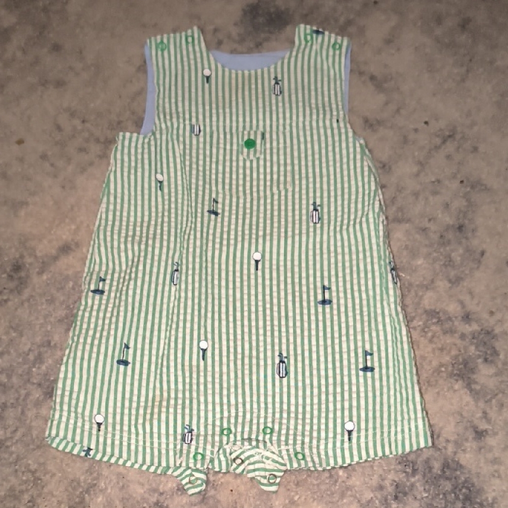 Little Me | Green Striped One Piece